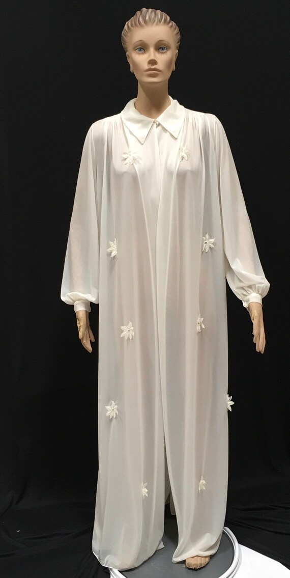 TULA, vintage 1940s peignoir set, white sheath slip dress robe set