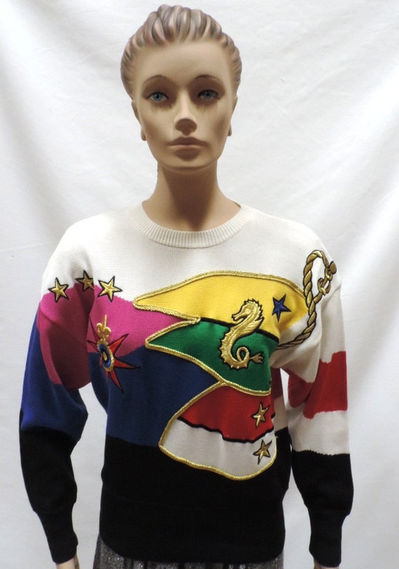 1980s Pullover Sweater Carlisle Sport Nautical