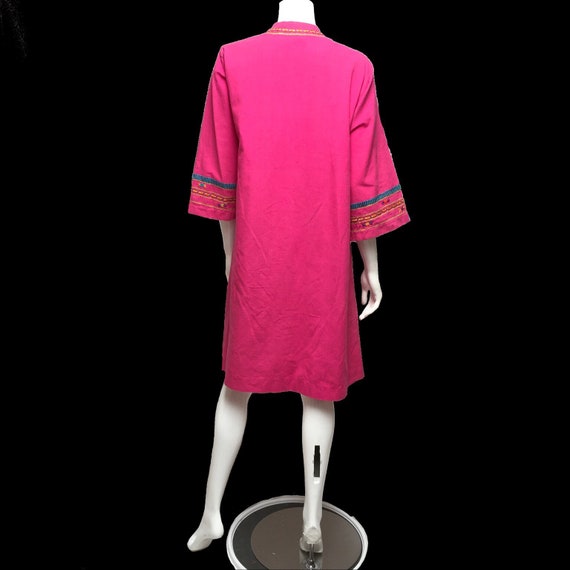 70s Josefa Mexico Dress Fuchsia Pink Ethnic Hand … - image 4