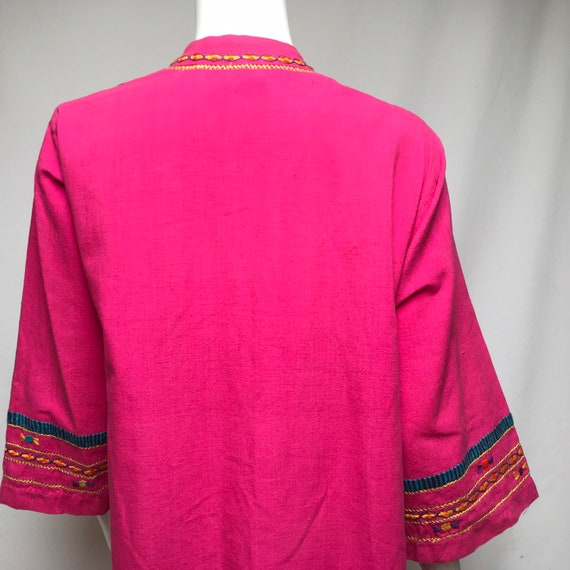 70s Josefa Mexico Dress Fuchsia Pink Ethnic Hand … - image 6