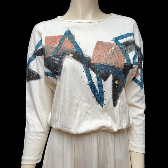 1970s Hand Painted Dress - image 8