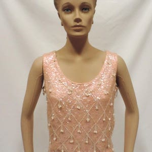 50s Beaded Sequin Blouse Pink Wool