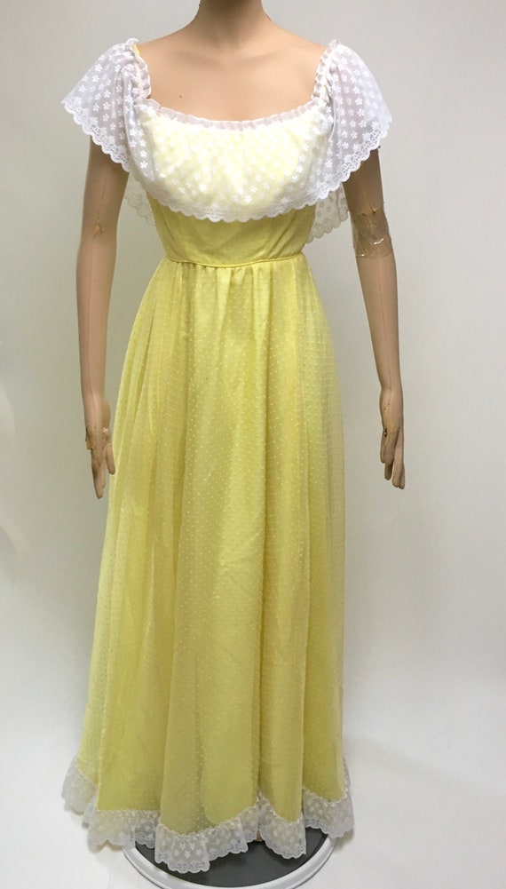 Prairie Dress Yellow Swiss Dot Maxi