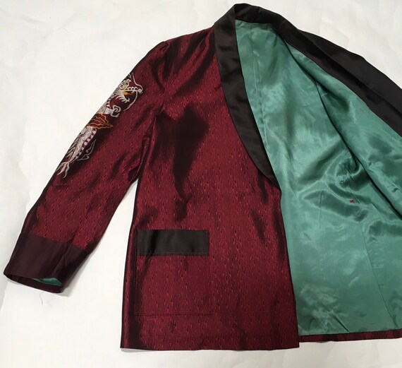 Smoking Jacket Asian Embroidered Blazer Size M - image 7