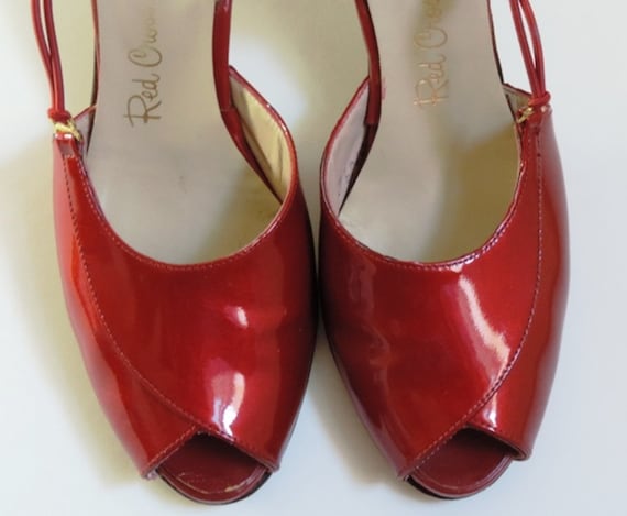 red slingback peep toe shoes