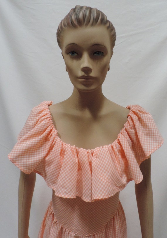 70s Prairie Dress Orange Gingham - image 2