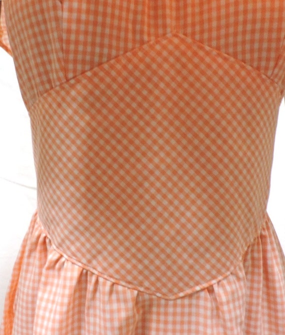 70s Prairie Dress Orange Gingham - image 5