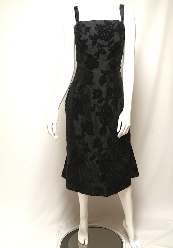 1950s Helena Barbieri Dress Black Flocked