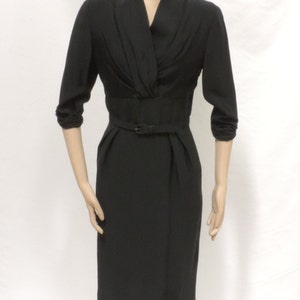 Vintage Dress Reich LBD Fitted Wiggle Black Rayon 1940s