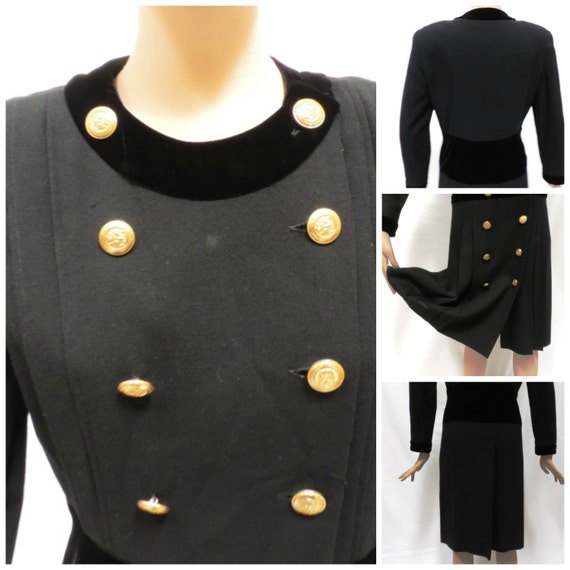 Albert Nipon Coat Dress Black Wool Double Breaste… - image 6