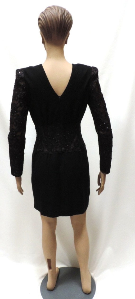 Carolina Herrera Cocktail Dress Black Wool Lace Sh