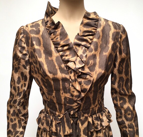 Pat Sandler Dress Animal Print Ruffled Peplum - image 3