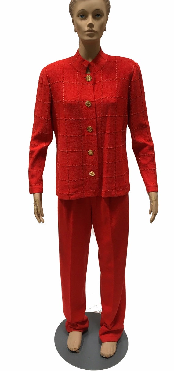 Red Santana Knit Pantsuit The Michael Collection - image 1