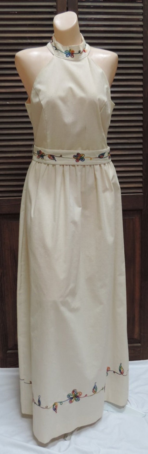 70s Festival Dress Mr K Embroidered Belted Maxi