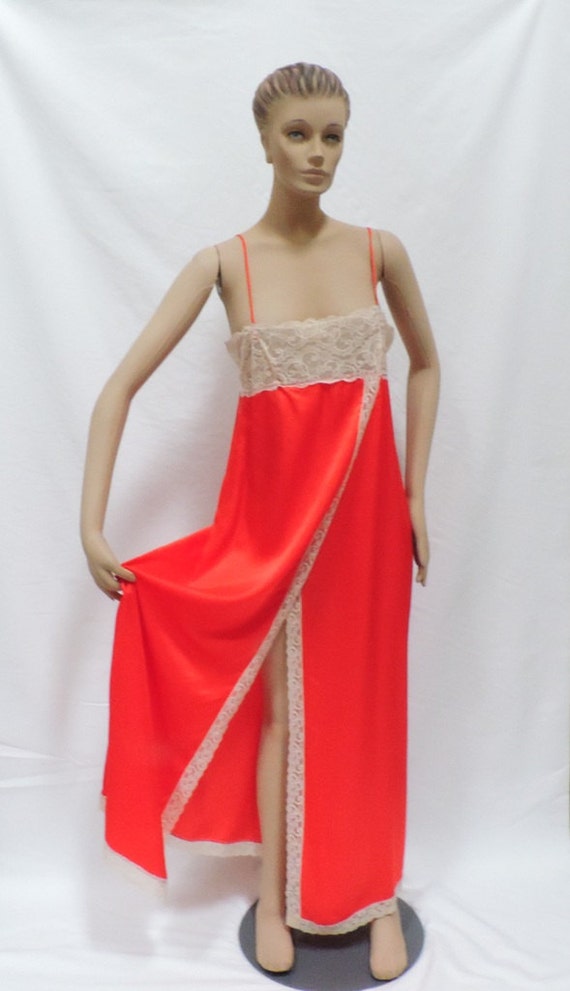 INTIME Peignoir Set Nightgown Robe Red Lingerie - image 7