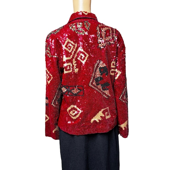 Chicos Red Sequin Open Jacket - image 4