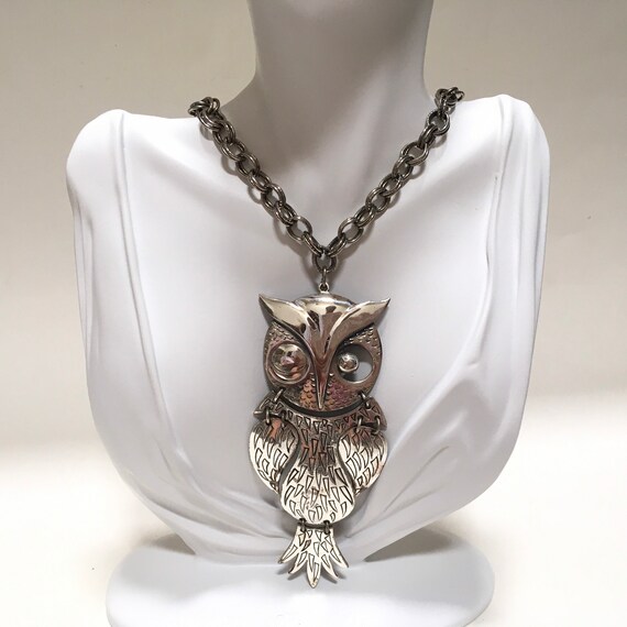 Tortolani Necklace Large Moveable Owl - image 4