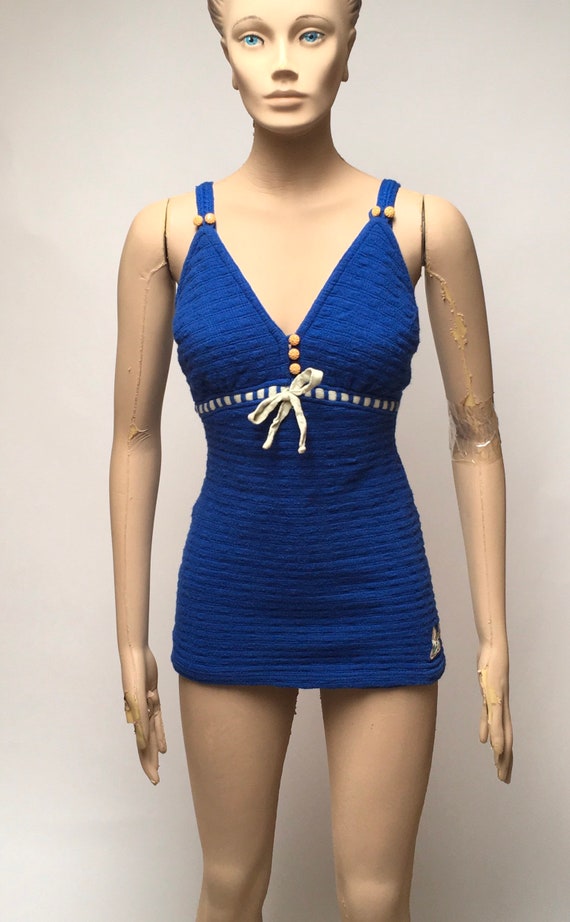 1930s Catalina Swimsuit Blue Wool
