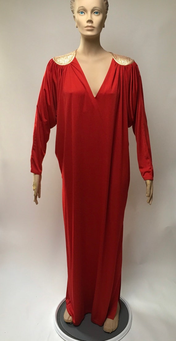 Red Gown Bill Tice Kimono Dress - image 7