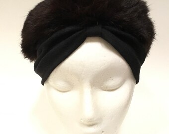 Vintage Styled by Coralie Brown Black Fur Hat Elastic  display picture 3