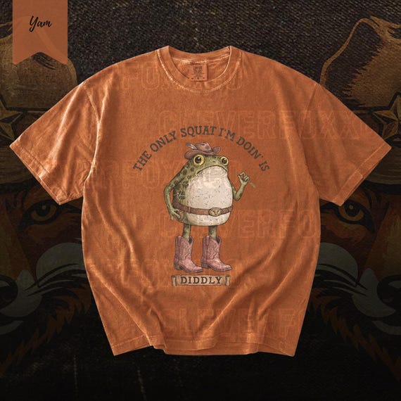 The Only Squat I’m Doin Is Diddly Shirt, Funny Frog Graphic Tee, Comfort Colors®, Sarcastic Western Frog Shirt, Retro Humor Top