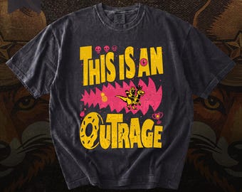 Camiseta Comfort Colors This Is An Outrage, camiseta retro de dinosaurio, camiseta punk divertida, regalo de meme sarcástico, camiseta estética Y2K de Trex Donut