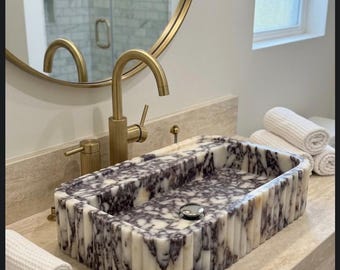 Handcrafted Natural Calacatta Marble Sink