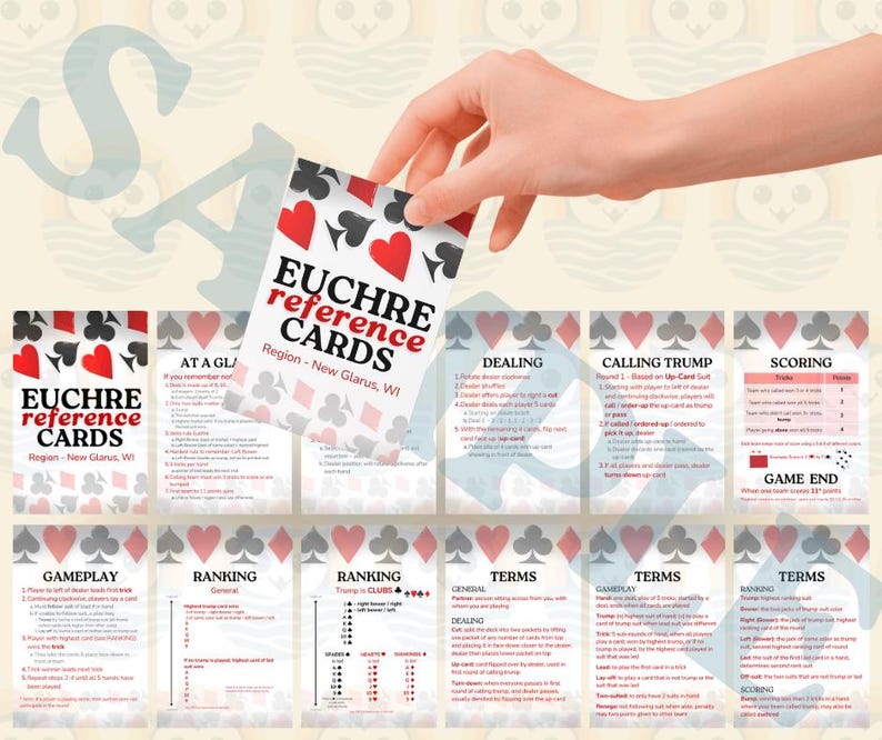 Euchre Quick Reference Cards | Beginner's Guide (printable PDF) - Etsy