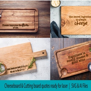 8 Cheesy, cheeseboard/cutting board quotes, laser template, file, digital, svg