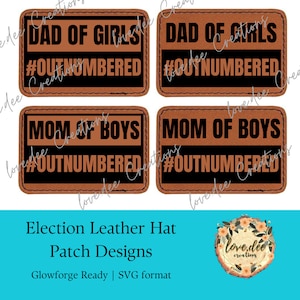 Outnumbered Mom & Dad Trucker Hat Patch Bundle | SVG, Digital File, Glowforge Ready