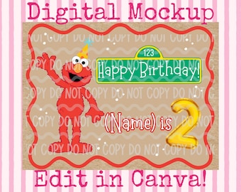 Elmo Geburtstag Banner Vorlage | Leinwand Mockup