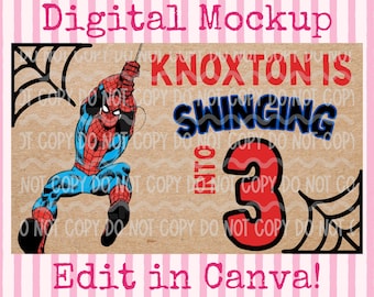 Spiderman Birthday Banner Template | Canva Mockup