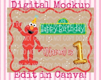 Elmo Geburtstag Banner Vorlage | Leinwand Mockup