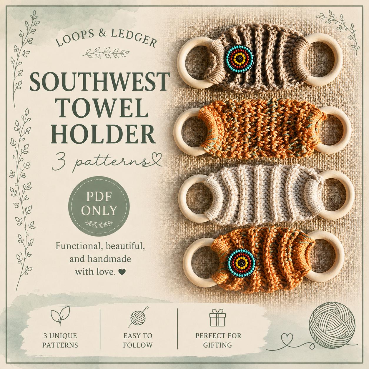 Southwest Ring Towel Holder Crochet Pattern Western