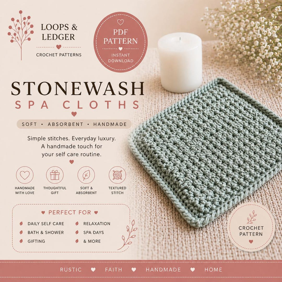 Textured Crochet Washcloth Pattern | Beginner Spa Cloth (PDF Pattern ...