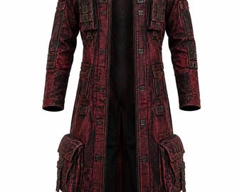 Crimson Wasteland Explorer-jas Post-apocalyptische lange trenchcoat