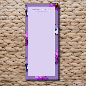 Purple Pansies Floral To Do List Notepad | Minimal Task Planner | Feminine Productivity Pad