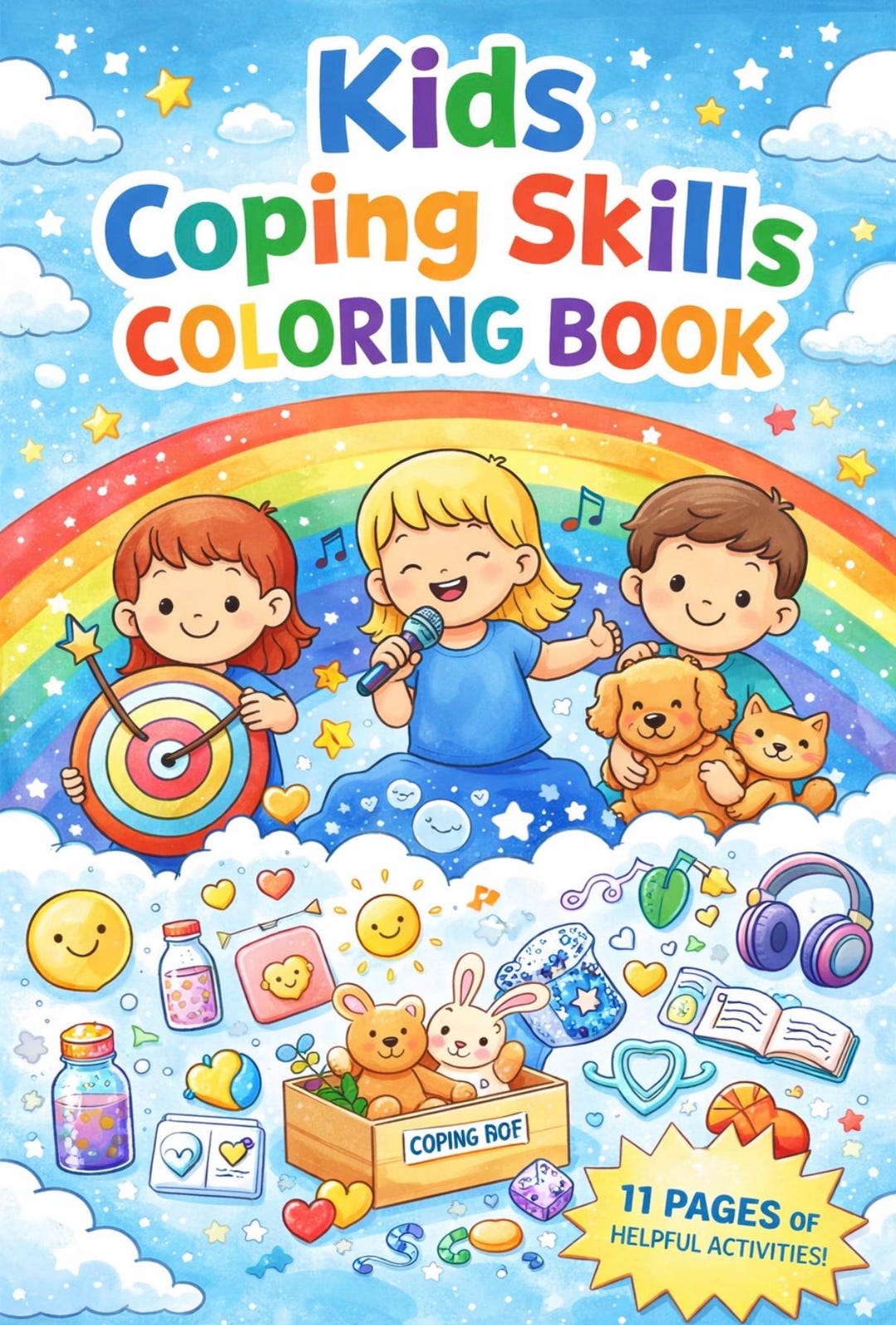 Kids Coping Skills Coloring Book 11 Therapeutic Pages + 2 BONUS Calm ...