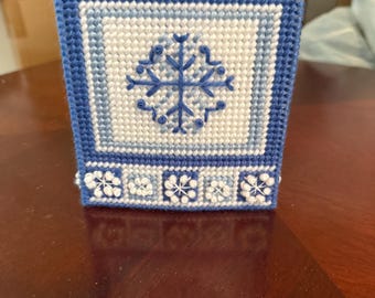 Vintage Handmade Needlepoint Tissue Box Covers - Christmas Themes