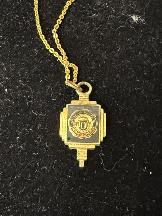 1960’s Lindenwold fine jewelers English Manor Clock Pendant-14K gold plated.