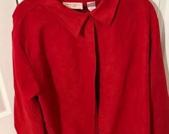 Vintage Women’s Lemon Grass long sleeve suede shirt size 24W