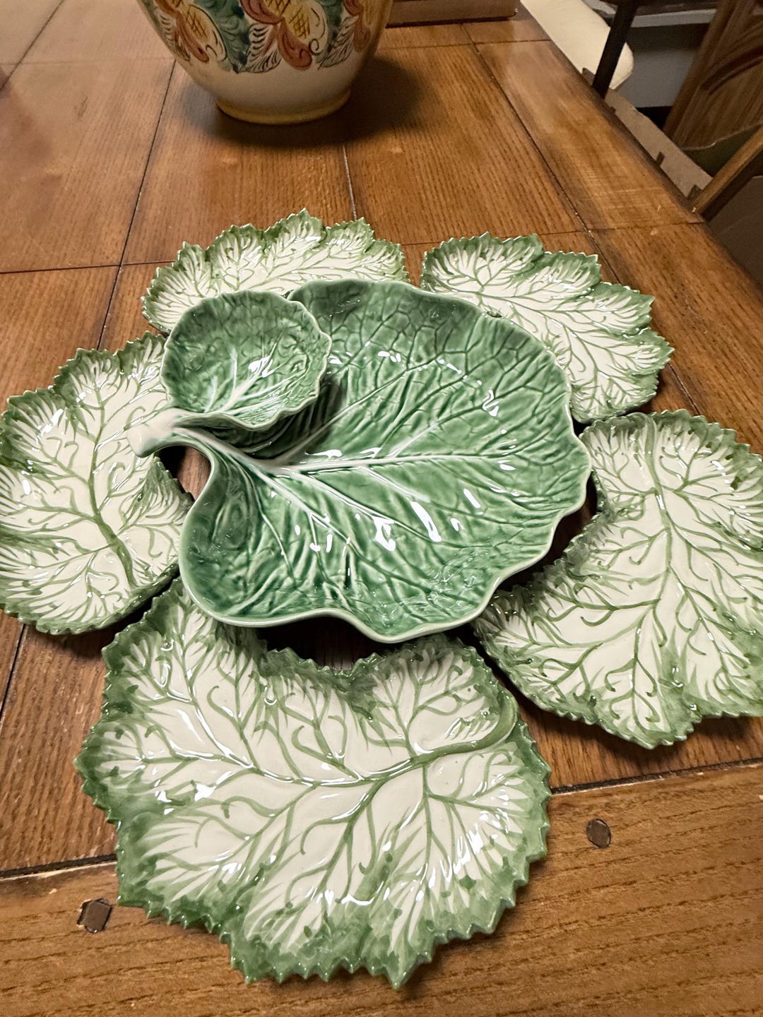Bordallo Pinheiro Cabbage Collection-chip & Dip Tray and Four Serving ...