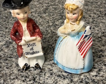 Antique Enesco Thomas Jefferson and Betsy Ross Salt and Pepper Shakers