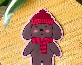 Toby in Beanie & Scarf Sticker – Waterproof Matte Vinyl