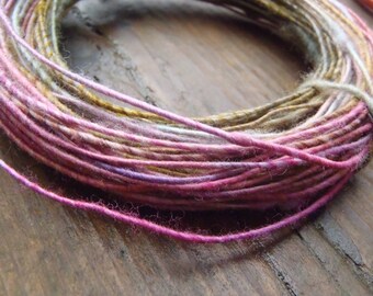 Fiber Wire Core Handspun Art Yarn 24 gauge wire Red Riding Hoods Wolf- Spring Tulips