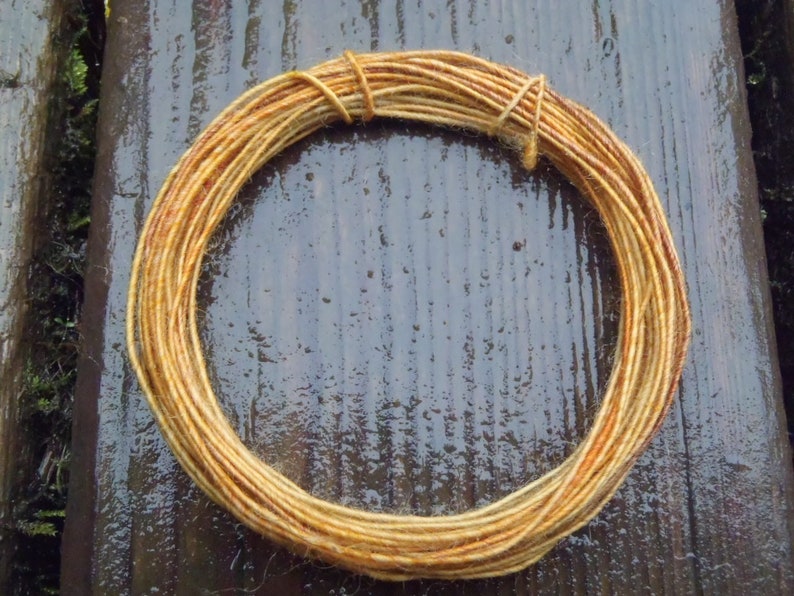 Fiber Wire Core Handspun Art Yarn 24 gauge wire Red Riding Hoods Wolf-Yellow Brick Road image 4