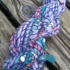 Handspun Yarn, Handspun Art Yarn for weaving, bulky yarn, wool yarn, weaving supplies, weaving Twisted Step Sisters- #19 1.15 oz,  22 yards