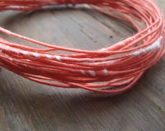 Fiber Wire Core Handspun Art Yarn 24 gauge wire Red Riding Hoods Wolf- Peaches and Cream