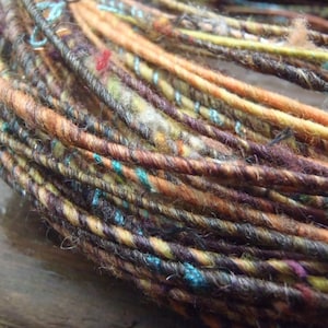 Fiber Wire Core Handspun Art Yarn 24 gauge wire Red Riding Hoods Wolf- Patina- textured and bumpy