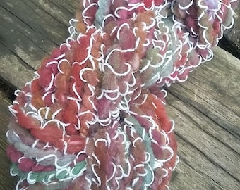 Handspun Yarn, Handspun Art Yarn for weaving, bulky yarn, wool yarn, weaving supplies, weaving Twisted Step Sisters- #16 1.6 oz,  32 yards